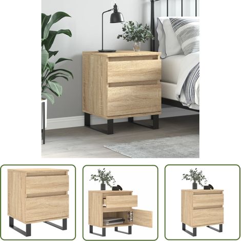 The Living Store Nachttisch Sonoma-Eiche 40x35x50 cm Holzwerkstoff - Nachttisch - Wohnzimmermöbel - Beistelltisch - Holzwerkstoff - Eiche (1/5)