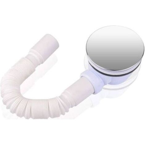 Bonde de douche de 90 mm pour receveur de douche, siphon avec système anti-odeurs, tamis à cheveux, tuyau flexible, couvercle chromé (1/5)