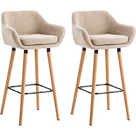 2 X Chaises de Bar avec Accoudoir Chaises de Comptoir Tabourets de Bar Sièges de Comptoir Chaises de Bistro Tabourets de Pub Tissu Beige