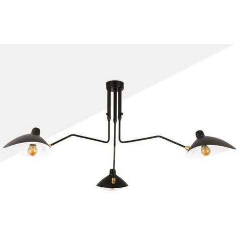 Plafonnier Muller en aluminium noir – 3xE27 – 1810x400mm – Tension 220-240V – IP20 pour intérieur – Abat-jours réglables