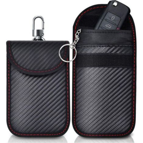 Pair Etui Anti RFID Clé Voiture Signal Blocage Faraday Pochette Sac, Lot de 2 Pochettes Blocage Signal RFID pour Clé Voiture, Étui de Protection Anti RFID en Fibre de Carbone