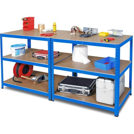 BRB Arbeitstisch/Werktisch/Packtisch HxBxT 900x1800x600 mm, 2 Ablageebenen, Stahl, kunststoffbeschichtet (1/2)