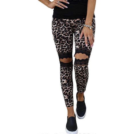 Leggings mit Camouflage-Print für Damen, elastisch, im Used-Look, eng anliegend (1/5)