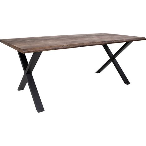 CIOTAT - Table Repas 200cm Plateau Chêne Grisé et Pieds Acier (1/5)