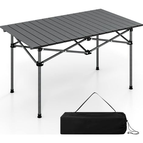 Goplus – Table pliante de camping en aluminium – Plateau 95 x 55 cm pour 4-6 personnes – Résistante à l'eau et à la rouille – Sac de transport inclus (1/5)