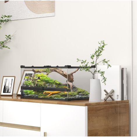 Terrarium aus Glas für Reptilien, 50 x 30 x 25 cm, wasserdichter Boden, OKMYHOME (1/5)