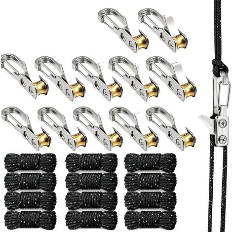 Riemenspanner, leichtes Aluminium, Schnellverschluss-Design, 12 Seil 12 Haken set1 (1/2)