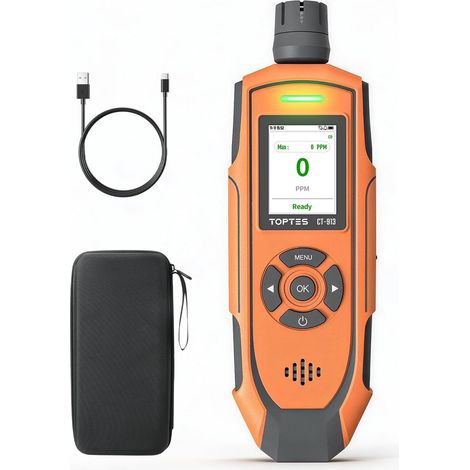 Détecteur de monoxyde de Carbone Portable, détecteur de CO Rechargeable avec capteur amélioré, écran Couleur TFT et Triple Alarme, 0–1000 ppm pour Camping, Voyage, Usage Professionnel (1/5)