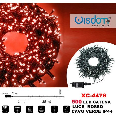 Trade Shop - Cadena De Luces 500 Leds Luciérnagas Luz Roja Cable Verde Ip44 Xc-4478 -
