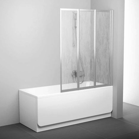 Ravak Supernova - Mampara de baño abatible en tres partes VS3 115, 115x140 cm, satinado/Lluvia 795S0U0041