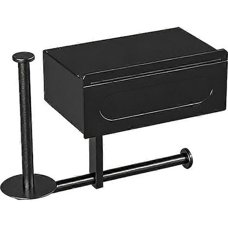 Porte-papier toilette mural noir élégant avec étagère (1 pièce) - Sans perçage - Organisateur de salle de bain pour les essentiels B (1/5)