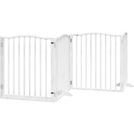 Barrière de sécurité pour chien animaux de compagnie porte pliable 8 panneaux bois peuplier blanc