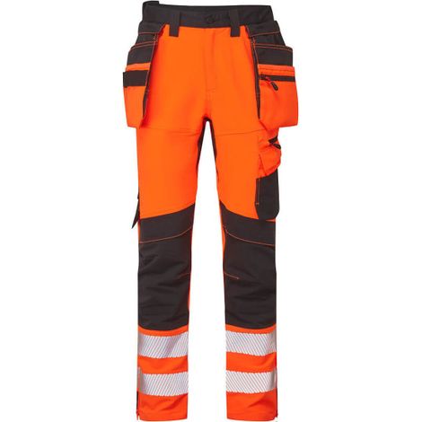 Pantalón DX4 A.V de tejido elástico con cintas reflectantes y 16 bolsillos talle alto DX454 41 pulgadas (talla 52) Naranja/Negro