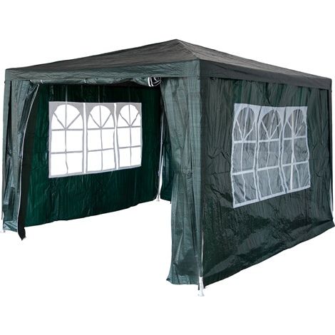 BIRCHTREE 3X3M Outdoor PE Gazebo Patio Shade Canopy Waterproof 4 Pieces Sidewalls Green (1/5)
