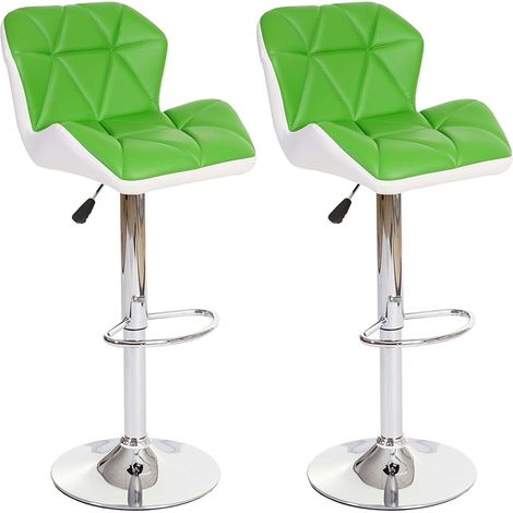 Set di 2 sgabelli da bar con poggiapiedi sintetico verde e bianco TAB04023