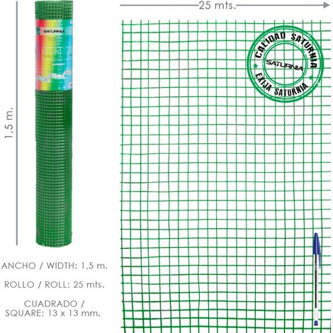 Filet électrosoudé plastifié pour enclos 13x13 / Hauteur 150 cm. / Rouleau de 25 mètres