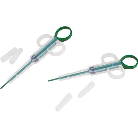 Paquete de 2 dispensadores de medicamentos para mascotas, color verde (1/5)