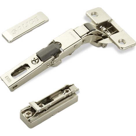 2 x Salice Universalscharniere 110° Bohrbild T48 Push Open für abgerundete, überfälzte und profilierte Türen mit Linear-Montageplatte Höhe 6 mm Exzenterverstellung, Scharnierarmabdeckung (1/5)