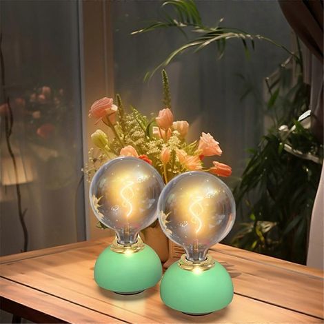 Lampe de table LED en verre, tactile et à intensité variable, bleue --- (1/5)