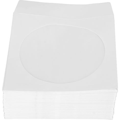 Pochettes pour CD, 100 pièces, fenêtre transparente de 4,9 pouces de large, enveloppes épaisses et réutilisables anti-poussière pour disques DVD de 12cm et 4,7 pouces (1/5)