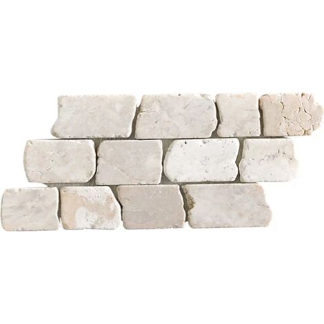 Pegane – Carrelage mosaïque en marbre naturel blanc – Plaque mur et sol 15 x 30,5 cm – Traitement pour douche intégrée – 2 kg (1/3)
