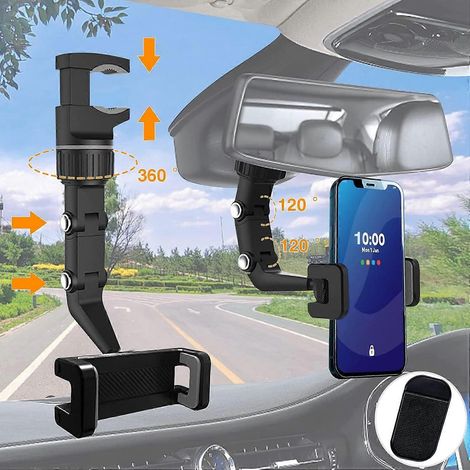 Handyhalterung fürs Auto, Handyhalterung für den Rückspiegel, Multifunktions-Handyhalterung, um 360 Grad drehbare universelle Smartphone-Halterung für die Rückbank