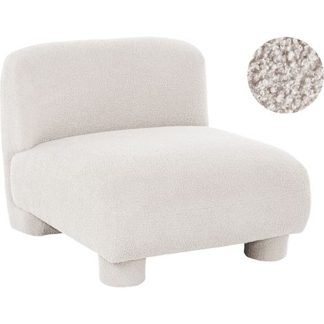 Sillón modular de perfil bajo 1 plaza sección de asiento de bouclé sin reposabrazos blanco crema Mjalbi