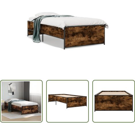 Cadre de lit chêne fumé -  Cadre de lit sans matelas chêne fumé 100x200 cm (1/5)