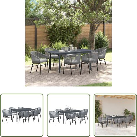 vidaXL Gartentisch -  Garten Essgruppe 7 pcs Grau Poly-Rattan (1/5)
