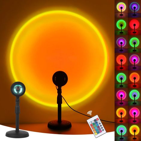 Lampe Coucher de Soleil 16 Couleurs, Projection USB avec rotation 180°, Lampe Sunset pour Chambre, Salon, Photo et Fête (1/5)