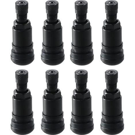 Valve Pneu Voiture, Valves de Jante en Aluminium Noir, Valve Tubeless, Valve de Pneu en Métal Noir 11,3 mm (1/5)