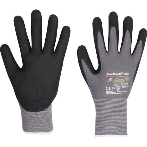 Handschuhe FlexMech 663 Gr.9 grau/schwarz Nylon/Elastan/Nitrilschaum 10 PA