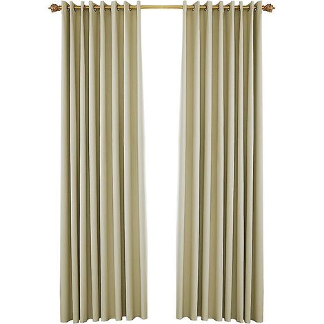 Rideaux occultants à œillets pour chambres et salons, lot de 2 (53 x 83 cm, beige)
