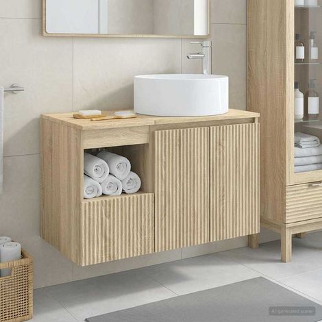 vidaXL Bathroom Furniture Set 2 pcs Sonoma Oak Engineered Wood (1/5)