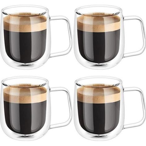 Tasse Double Paroi - - 4pcs - Verre Transparent - 250 ML - Design Contemporain (1/4)