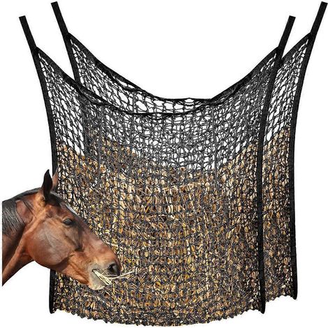 Filet à foin pour mangeoire à foin, sac à foin pour chevaux, noir-- (1/5)