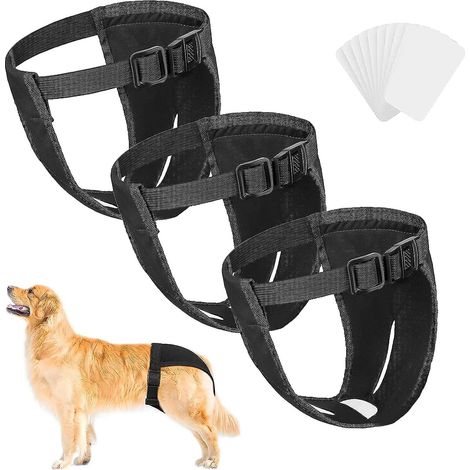 Lot de 3 culottes menstruelles XXL lavables et réutilisables pour chien avec 9 serviettes hygiéniques (1/5)
