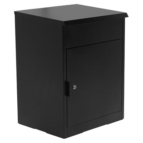 Lockable Parcel Drop Box 58cm Small Secure Outdoor Metal Delivery Box Black (1/5)
