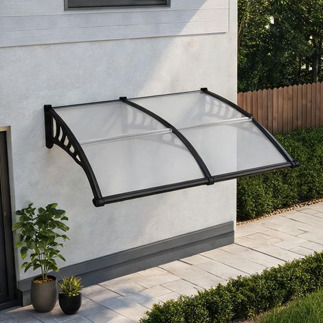 Auvent de porte 200 x 96 cm aluminium polycarbonate en aluminum (1/5)