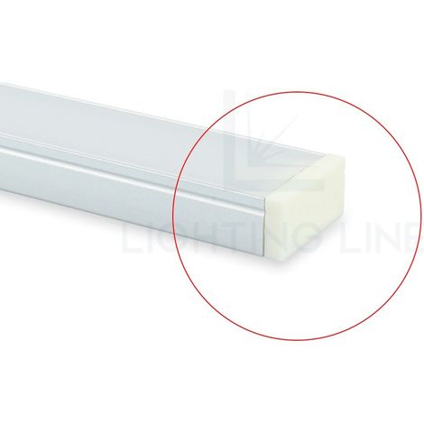 TAPPO BIANCO PER PROFILO LED RETTANGOLARE SENZA FORO PASSACAVO LEDPOINT (1/2)