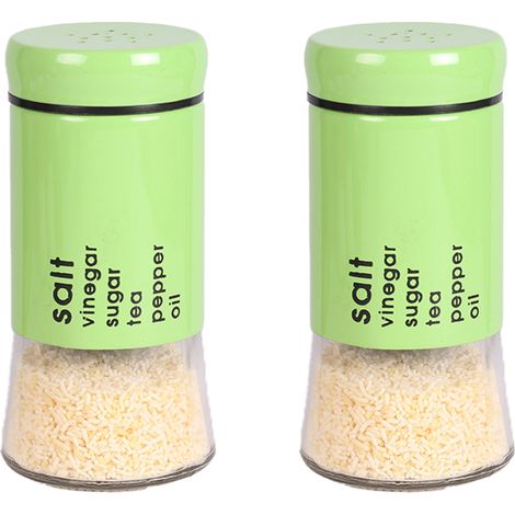 Salt Shaker - Pepper Shaker - Glass Body - Stainless Steel Lid - Adjustable Hole Size - For Kitchen Dining Table - Set Of 2 (1/5)