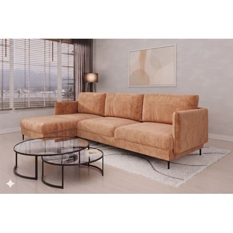 Ecksofa Designersofa HELMER MAX Stoff Vibe Terraccota Ottomane Links