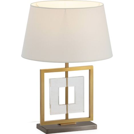 Lampe de table design laiton nickel vieilli et acrylique élégante - laiton doré et nickel vieilli (1/5)