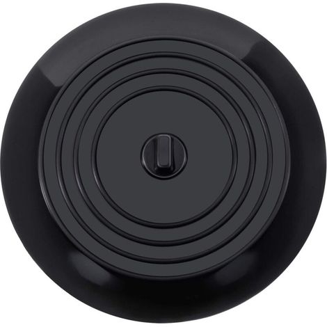 Bouchon d'évier en silicone diamètre 15,3 cm pour cuisine, salle de bain et buanderie noir