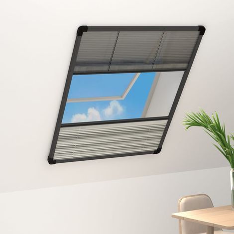 Store plissé moustiquaire pour fenêtres, en aluminium, 80 x 120 cm avec persiennes (1/5)
