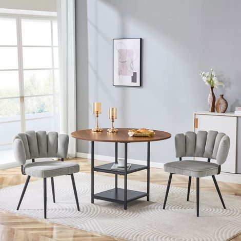 Esstisch Set rund 107 cm mit 2 Stühlen und Ablagen OKMYHOME (1/4)