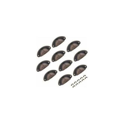 10 pomelli per cassetti in rame a mezzaluna, pomelli a coppa antichi per mobili e armadi, con viti, 82x35mm (Colore 1) - Fei Yu - Crezuo (1/4)
