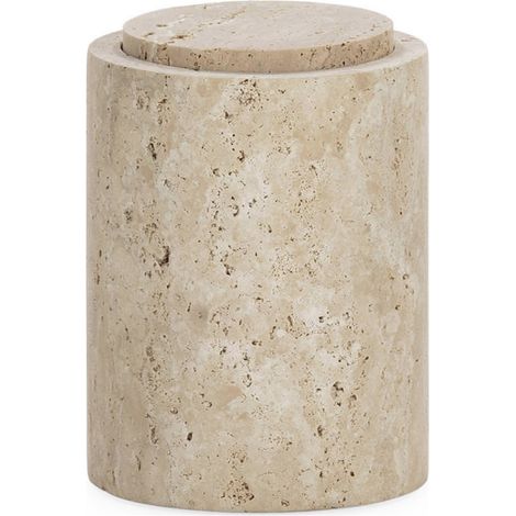 Pot cylindrique en travertin avec couvercle - naturel (1/4)
