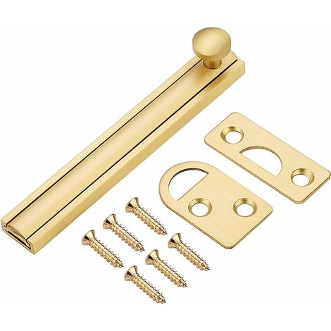 royaluxe - Loquet de porte en laiton - Verrou coulissant - Verrou universel pour chambre à coucher, salle de bain, toilettes, abri de jardin, matériel de porte (doré),une pièce, (1/5)