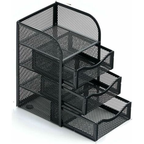 Boîte de rangement de bureau, boîte de rangement pour bureau, école, maison, fournitures quotidiennes, porte-stylo en fer forgé (1/4)